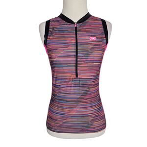 Sugoi Women Triathlon Jersey Tank Swim Bike Run Pink Pro Fit Half Zip Medium